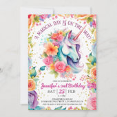 ユニコーン2nd誕生日フローラレインボー&スターズ 招待状 (正面)