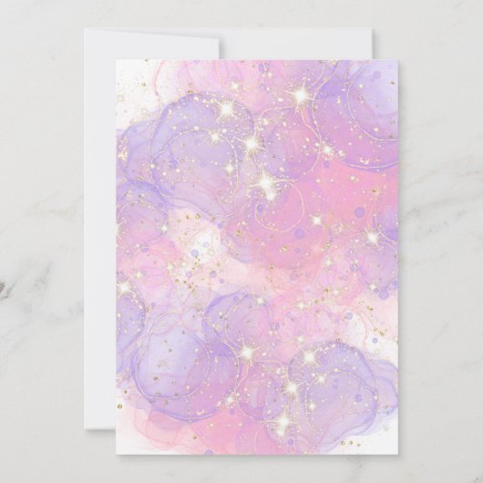 ユニコーン2nd誕生日招待状ガールパープル&金ゴールド 招待状 (裏面)