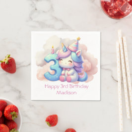 ユニコーン3歳の誕生日おめでとうギフト スタンダードカクテルナプキン