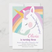ユニコーン3rdバースデーレインボーパーティー 招待状 (正面)