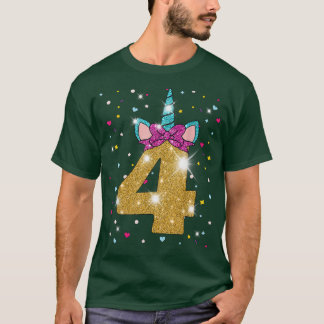 ユニコーン4歳の誕生日ガール4歳Tシャツ Tシャツ
