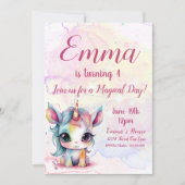 ユニコーン4歳の誕生日、ユニコーンパーティー 招待状 (正面)