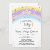 ユニコーン5歳の誕生日と洗礼の招スペインの待。 招待状 (正面/裏面)