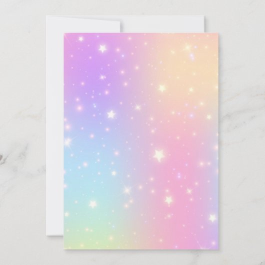 ユニコーン5誕生日金ゴールドピンクマジカルレインボー 招待状 (裏面)
