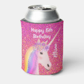 ユニコーン5thバースデーパーティー好意ピンクパーソナライズされた 缶クーラー (缶裏面)