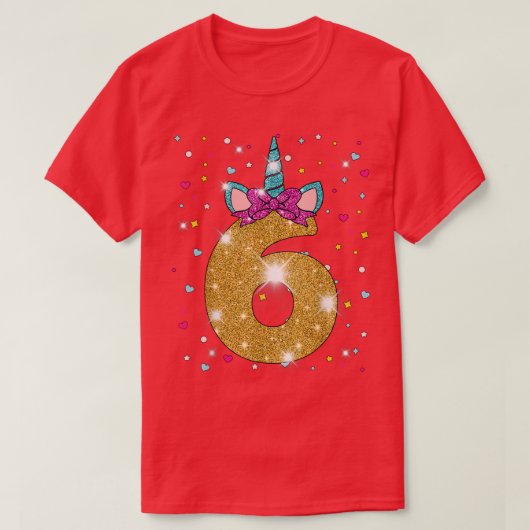 ユニコーン6誕生日ガールSi 6歳 Tシャツ (デザイン正面)