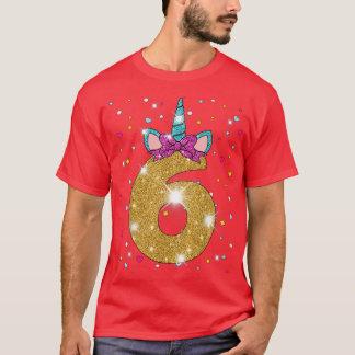 ユニコーン6誕生日ガールSi 6歳 Tシャツ