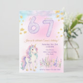 ユニコーン6-7歳の誕生日パーティーの招待状 招待状 (スタンド正面)