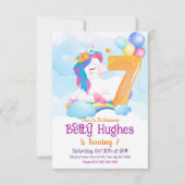 ユニコーン7歳の誕生日招待状 招待状 (正面)