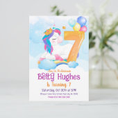 ユニコーン7歳の誕生日招待状 招待状 (スタンド正面)