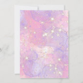 ユニコーン7誕生日ガールピンクパープルグリッター 招待状 (裏面)