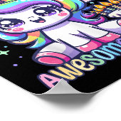 ユニコーン7誕生日7歳ユニコーンパーティー少女 ポスター (角)