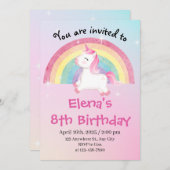 ユニコーン8誕生日 招待状 (正面/裏面)