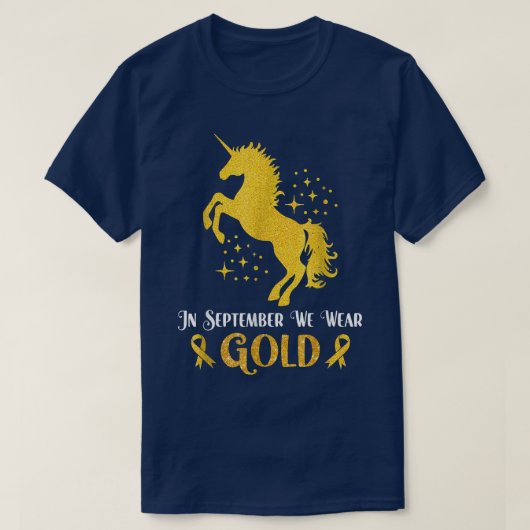 ユニコーン9月We衣服金ゴールド小児癌 Tシャツ (デザイン正面)