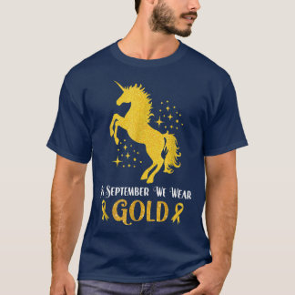 ユニコーン9月We衣服金ゴールド小児癌 Tシャツ
