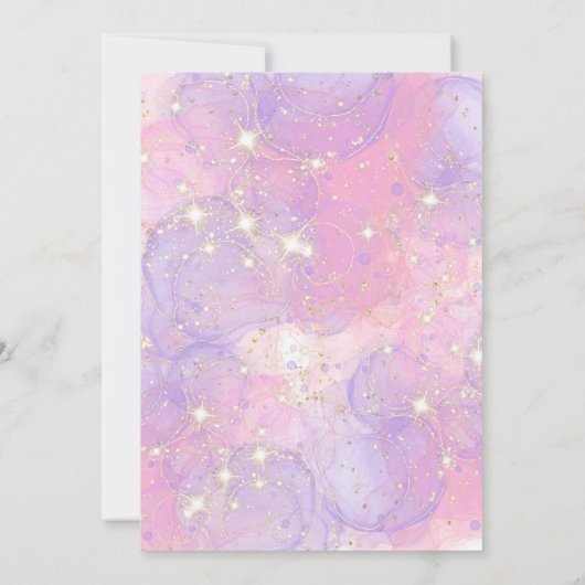 ユニコーン9誕生日招待状ガールピンク&金ゴールド 招待状 (裏面)