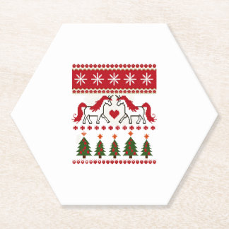 ユニコーン ありえないクリスマスセーター パーティーTシャツ (2) ペーパーコースター