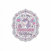 ユニコーン お誕生日おめでとう ユニコーンTシャツ かわいい シール (正面)