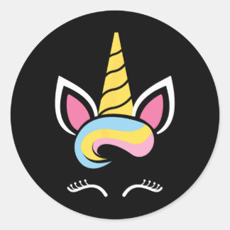 ユニコーン+かわいいまつげ+ハロウィン+仮装+面白い ラウンドシール