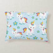 ユニコーン,かわいいユニコーン,花 アクセントクッション (裏面)