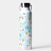 ユニコーン，かわいいユニコーン，花 ウォーターボトル (正面)