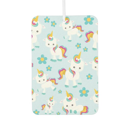 ユニコーン，かわいいユニコーン，花 カーエアーフレッシュナー (正面)