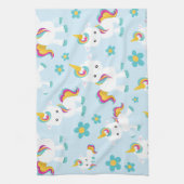 ユニコーン，かわいいユニコーン，花 キッチンタオル (縦)