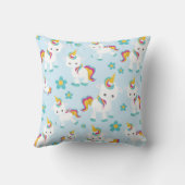 ユニコーン，かわいいユニコーン，花 クッション (裏面)