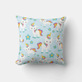 ユニコーン，かわいいユニコーン，花 クッション (正面)