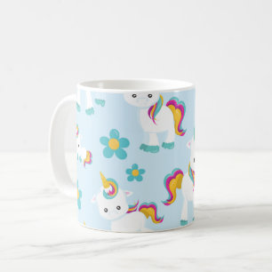 ユニコーン,かわいいユニコーン,花 コーヒーマグカップ
