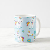 ユニコーン,かわいいユニコーン,花 コーヒーマグカップ (正面右)