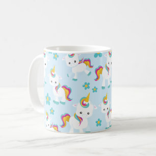 ユニコーン,かわいいユニコーン,花 コーヒーマグカップ