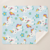 ユニコーン，かわいいユニコーン，花 シェルパブランケット (正面(横))