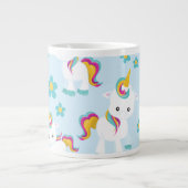 ユニコーン,かわいいユニコーン,花 ジャンボコーヒーマグカップ (正面)