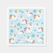 ユニコーン，かわいいユニコーン，花 スタンダードカクテルナプキン (正面)