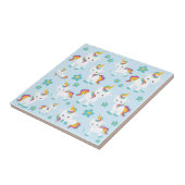 ユニコーン，かわいいユニコーン，花 タイル (側面)