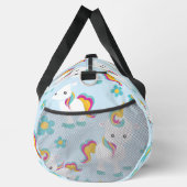 ユニコーン，かわいいユニコーン，花 ダッフルバッグ (右)