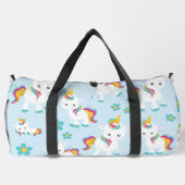 ユニコーン，かわいいユニコーン，花 ダッフルバッグ (裏面)