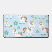ユニコーン，かわいいユニコーン，花 デスクマット (正面)