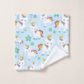 ユニコーン,かわいいユニコーン,花 バスタオルセット (ウォッシュタオル)