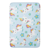 ユニコーン，かわいいユニコーン，花 バスマット (正面縦)