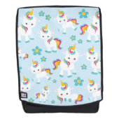 ユニコーン，かわいいユニコーン，花 バックパック (正面)