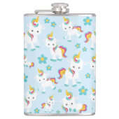 ユニコーン，かわいいユニコーン，花 フラスク (正面)