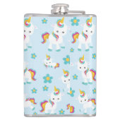 ユニコーン，かわいいユニコーン，花 フラスク (裏面)