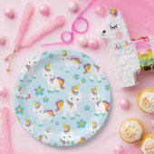ユニコーン，かわいいユニコーン，花 ペーパープレート (パーティー)