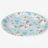 ユニコーン，かわいいユニコーン，花 ペーパープレート (アングル)