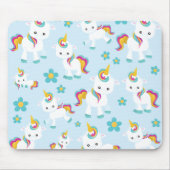 ユニコーン,かわいいユニコーン,花 マウスパッド (正面)