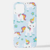 ユニコーン，かわいいユニコーン，花 iPhoneケース (裏面)