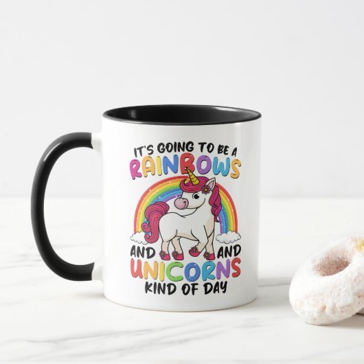 ユニコーン かわいい ふざけた 虹 ユニコーン マグカップ (ドーナツ)