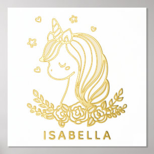 ユニコーン かわいい ファンシー ガールっぽい オーダーメイド 名前 箔ポスター
